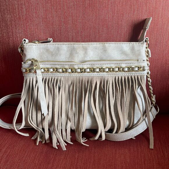 Jessica Simpson Tyra-Fringe Leather Purse Shoulder Crossbody Handbag - Picture 8 of 10